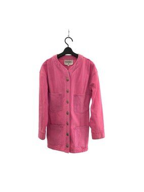 Chanel CC Logo 36 Pink Gold Cotton Denim Jacket